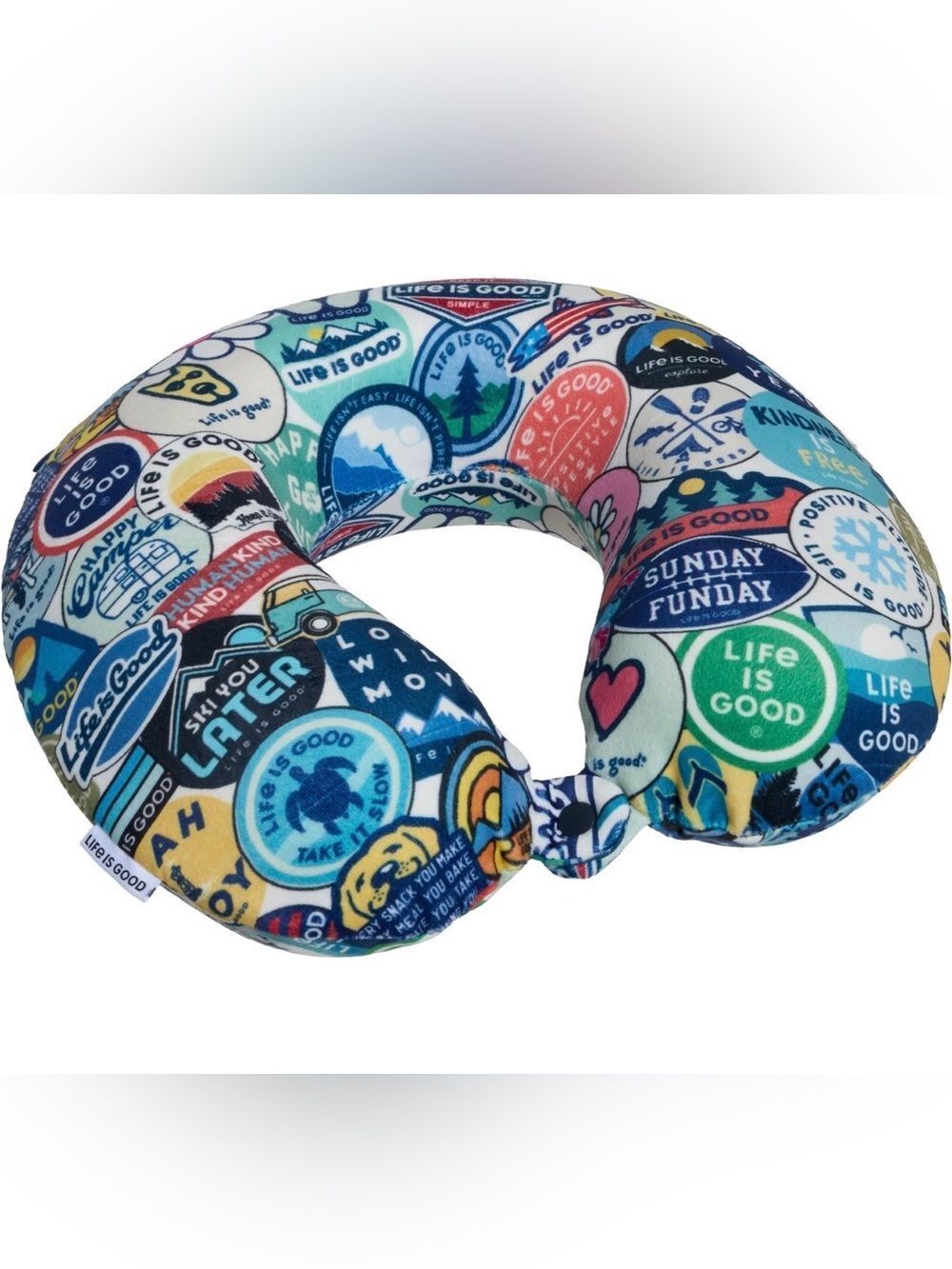 Life is Good Memory Foam Travel Soft Supportive Travel Stickers Neck Pillow